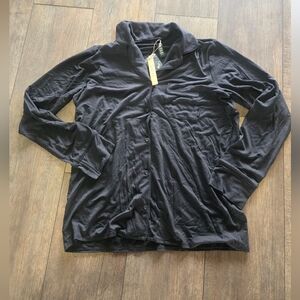 Skims Long Sleep Black Button-Up Shirt Nwt SIze S